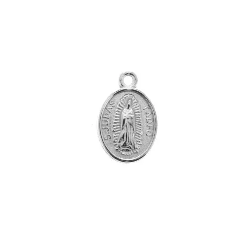 Oval medal charm religious patterns 17x11 mm - Antique Silver Plating x1