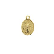Oval medal charm religious patterns 17x11 mm - fine Gold plated x1