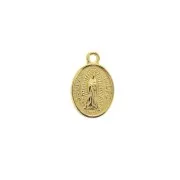 Oval medal charm religious patterns 17x11 mm - fine Gold plated x1