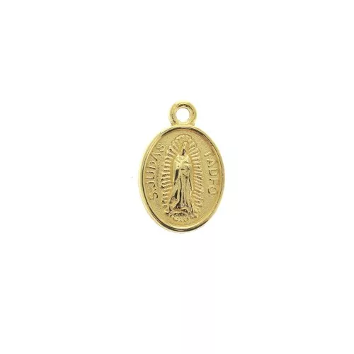 Oval medal charm religious patterns 17x11 mm - fine Gold plated x1