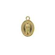 Oval medal charm religious patterns 17x11 mm - fine Gold plated x1