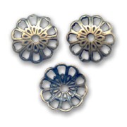 Openwork flower Beads caps - 12 mm bronze x4|raw }}