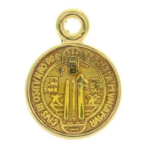 Round medal charm zamac/epoxy resin religious symbol 13x9mm Gold/Yellow x1