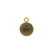 Round medal charm zamac/epoxy resin religious symbol 13x9mm Gold/Black x1|raw }}