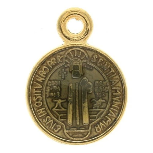 Round medal charm zamac/epoxy resin religious symbol 13x9mm Gold/Black x1