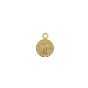 Round medal charm zamac/epoxy resin religious symbol 13x9mm fine Gold plated x1|raw }}