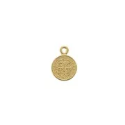 Round medal charm zamac/epoxy resin religious symbol 13x9mm fine Gold plated x1