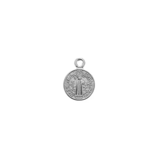 Round medal charm zamac/epoxy resin religious symbol 13x9mm Antique Silver Plating x1