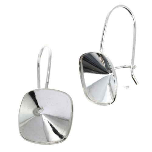 925 Sterling Silver Leverback Earrings for Cabochons 4470 12 mm x2