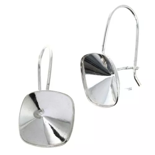 925 Sterling Silver Leverback Earrings for Cabochons 4470 12 mm x2