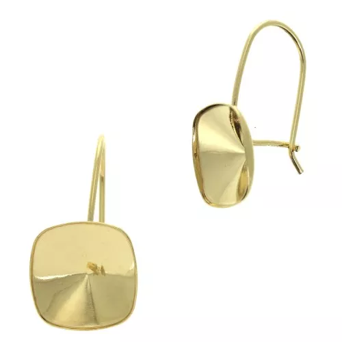 925 Sterling Silver Leverback Earrings Cabochons 4470 12 mm fine Gold plated x2