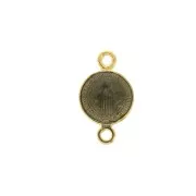 Round spacer in zamac & epoxy resin - Saint 16x9 mm - Gold Tone/Black x1