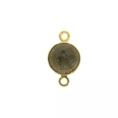 Round spacer in zamac & epoxy resin - Saint 16x9 mm - Gold Tone/Black x1