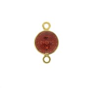 Round spacer in zamac & epoxy resin - Saint 16x9 mm - Gold Tone/Red x1
