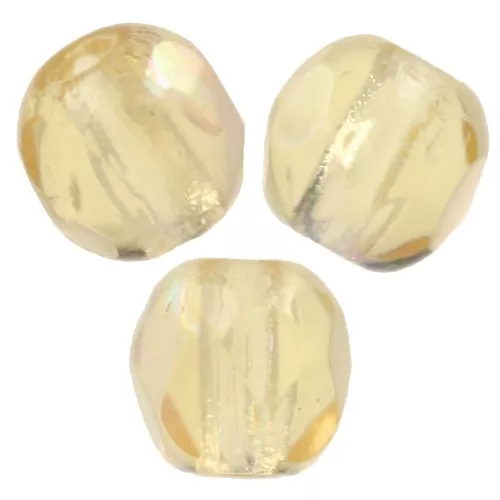 Fire Polished faceted round beads 3mm Light Topaz AB x50
