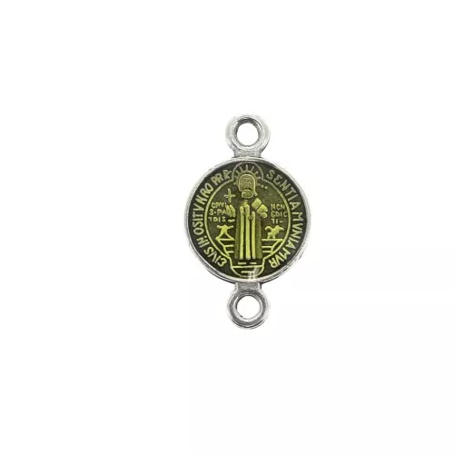 Round spacer in zamac and epoxy resin - Saint 16x9 mm - Ant Silver Tone/Yellow x1