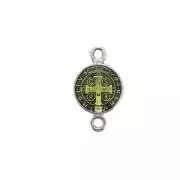 Round spacer in zamac and epoxy resin - Saint 16x9 mm - Ant Silver Tone/Yellow x1