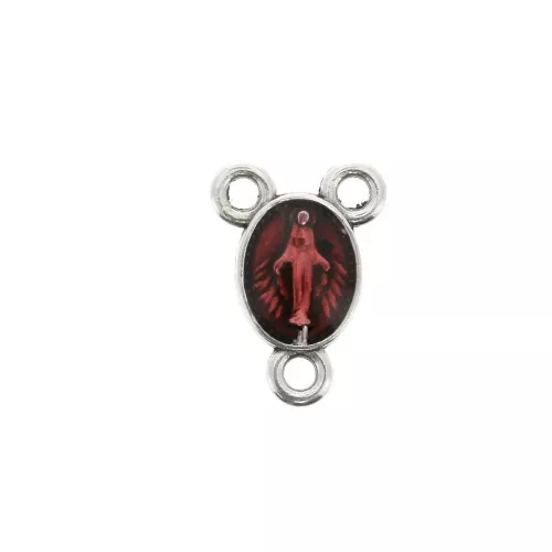 Spacer 3 loops in zamac & epoxy resin Virgo 15 mm Ant Silver Tone/Red x1