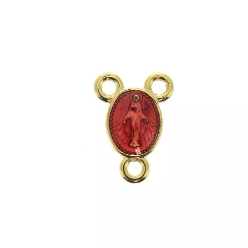 Spacer 3 loops in zamac & epoxy resin Virgo 15 mm Gold Tone/Red x1
