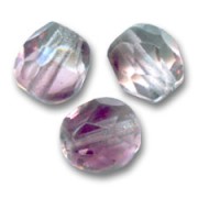 Fire Polished faceted round beads 3mm Crystal/Amethyst x50