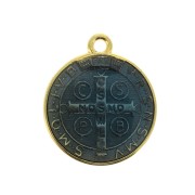 Round medal in zamac & epoxy resin - religious symbol 23x20 mm - Gold / Blue x1