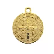 Round medal in zamac & epoxy resin - religious symbol 23x20 mm - fine Gold plated x1