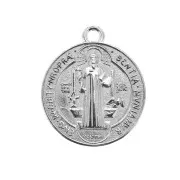 Round medal & epoxy resin - religious symbol 23x20 mm Antique Silver Plating