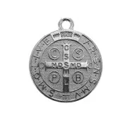 Round medal & epoxy resin - religious symbol 23x20 mm Antique Silver Plating