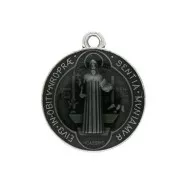 Round medal with epoxy resin - religious symbol 23x20 mm - Ant Silver / Green x1