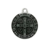 Round medal with epoxy resin - religious symbol 23x20 mm - Ant Silver / Green x1