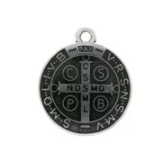 Round medal with epoxy resin - religious symbol 23x20 mm - Ant Silver / Green x1