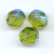 Fire Polished faceted round beads 8mm Olivine AB x20