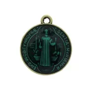 Round medal in zamac & epoxy resin - religious symbol 23x20 mm - Bronze / Red x1