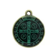 Round medal in zamac & epoxy resin - religious symbol 23x20 mm - Bronze / Red x1