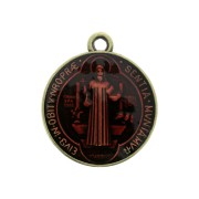 Round medal in zamac & epoxy resin - religious symbol 23x20 mm - Bronze / Red x1|raw }}