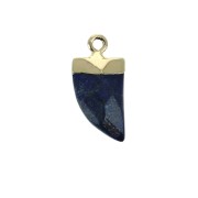 Mini tooth pendant with a synthetic faceted gemstone 20mm Lapis lazuli / Gold x1|raw }}