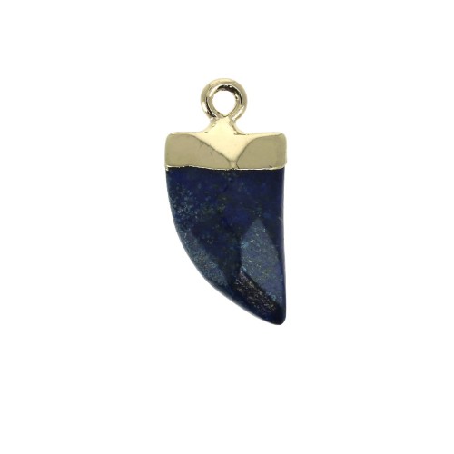Mini tooth pendant with a synthetic faceted gemstone 20mm Lapis lazuli / Gold x1