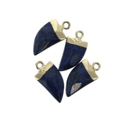 Mini tooth pendant with a synthetic faceted gemstone 20mm Lapis lazuli / Gold x1