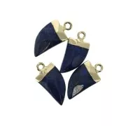 Mini tooth pendant with a synthetic faceted gemstone 20mm Lapis lazuli / Gold x1