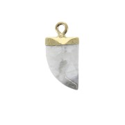 Mini tooth pendant with a synthetic faceted gemstone 20 mm Howlite / Gold Tone x1