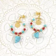 Mini tooth pendant with a synthetic faceted gemstone 20 mm Howlite / Gold Tone x1