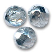 Fire Polished faceted round beads 8mm Crystal Argent x20|raw }}