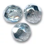 Fire Polished faceted round beads 8mm Crystal Argent x20