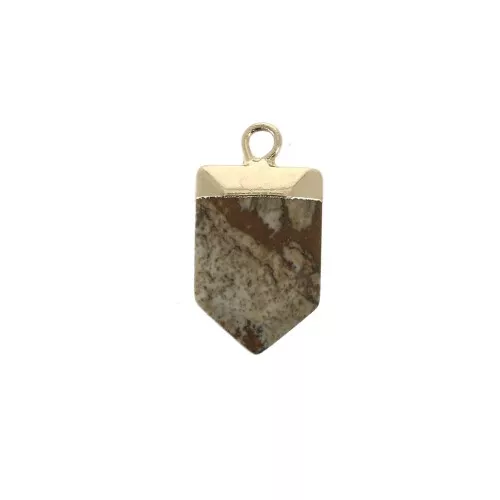 Mini pendant with a synthetic faceted gemstone 18 mm Jaspe / Gold Tone x1