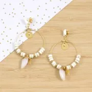 Mini pendant with a synthetic faceted gemstone 18 mm Jaspe / Gold Tone x1