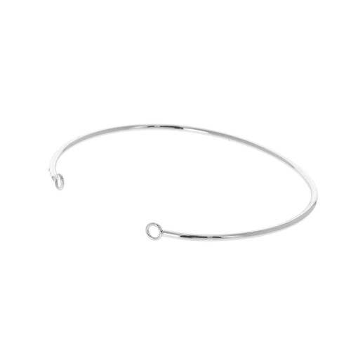 Oval jonc bracelet 2 loops 59x48 mm to decorate - Silver Tone x1