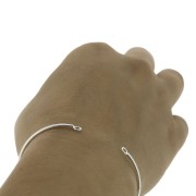 Oval jonc bracelet 2 loops 59x48 mm to decorate - Silver Tone x1