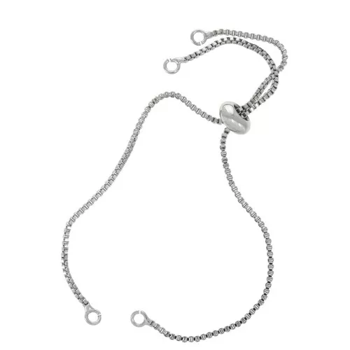 Adjustable bracelet for spacer - Venetian mesh 21cm - Rhodium Tone x1