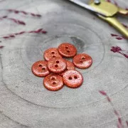Round 2-hole mother-of-pearl button Atelier Brunette - Glitter 9 mm Tangerine x1