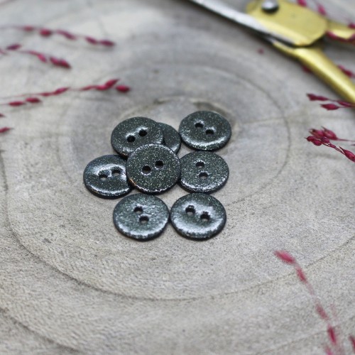 Round 2-hole mother-of-pearl button Atelier Brunette - Glitter 9 mm Forest x1